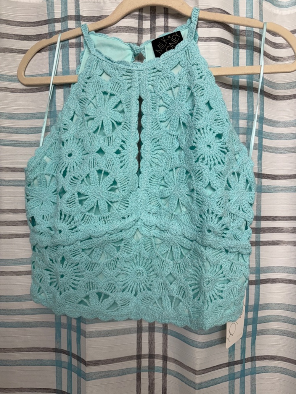MINKPINK Mint Crochet Halter Camisole